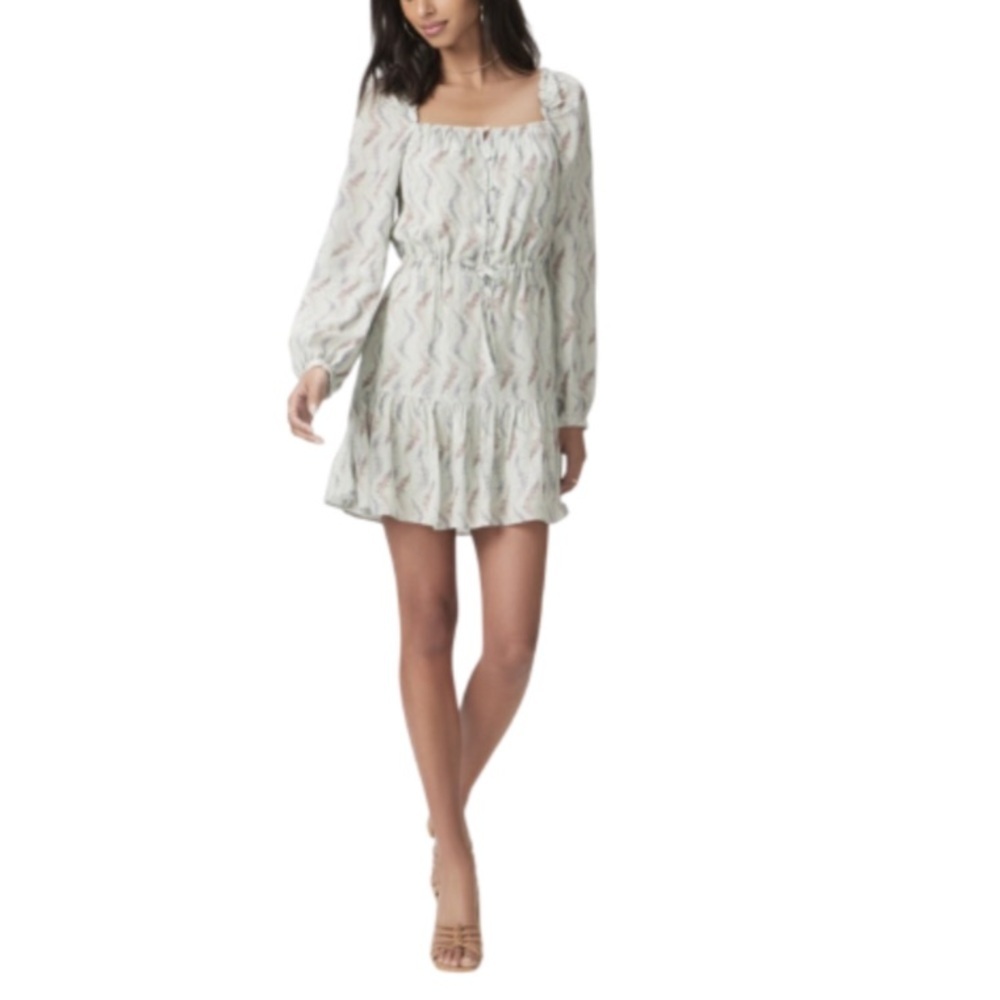 PAIGE Marjie foliage wave print dress‎ in Dusty Sage/Multi